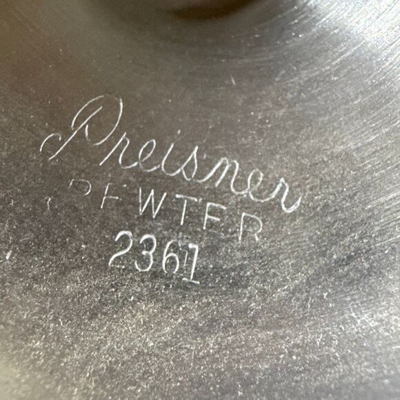 Preisner Silver Pewter Compote Pedestal Candy Nut Dish Floral Etched Design - Picture 6 of 6